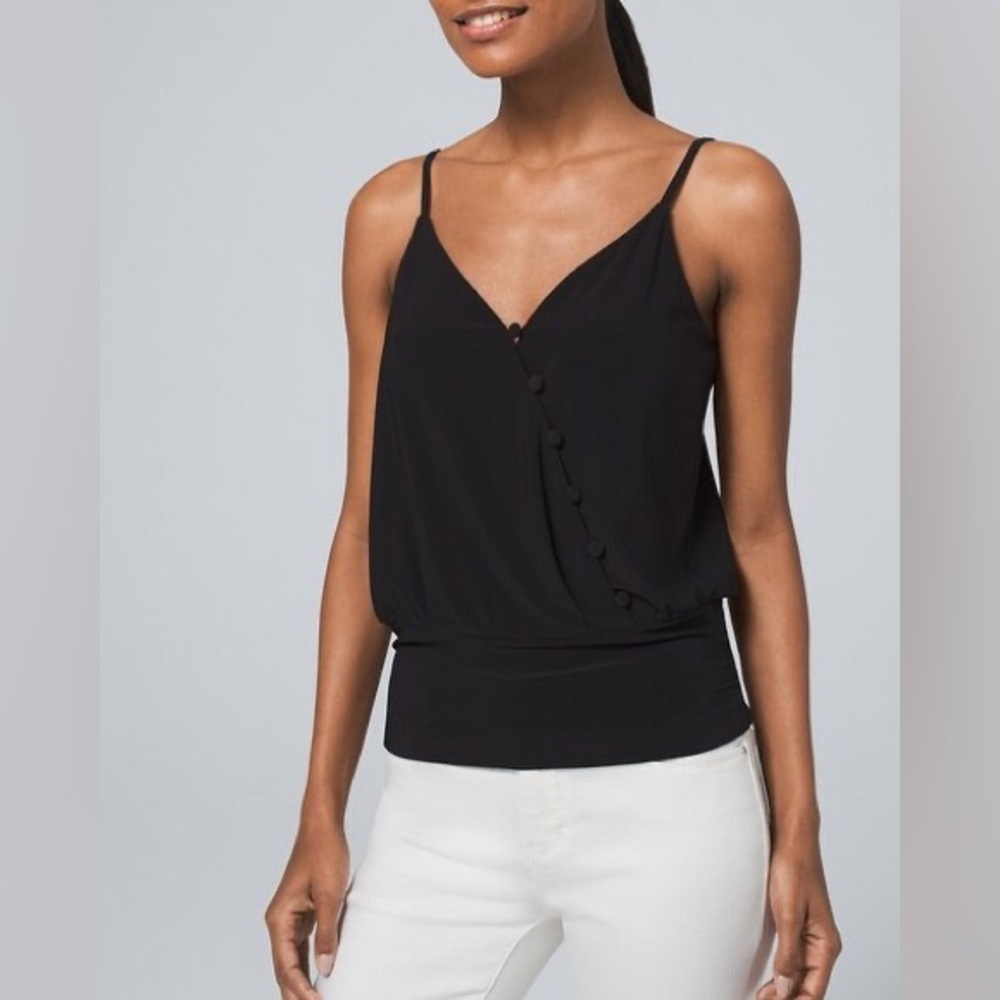 Button Detail Vneck Camisole | Size XXS | Color Black | WHBM